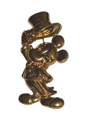 Disney Gold Mickey Mouse Tipping Hat Brooch